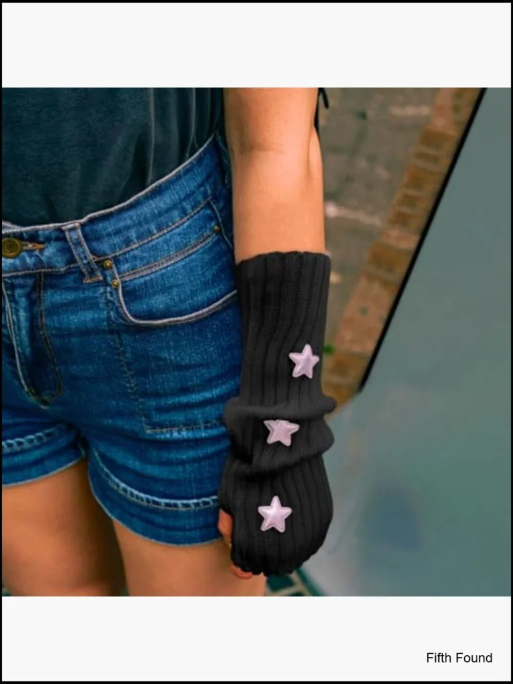 Y2K Kawaii Goth Fingerless Arm Warmers Knitted Gloves for Women